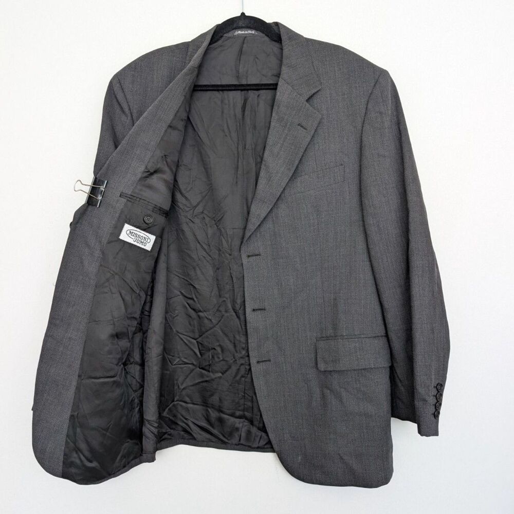 Missoni Uomo Men's Dark Gray Virgin Wool Blazer Sports Coat Sz 44R Quiet Luxury